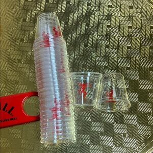 NIB 25pc Fireball whiskey clear logo shot cups